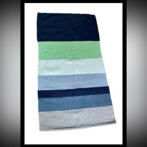 Vintage Scandinavian Kilim Wool Modern Striped Rug Wall or Table Top Tapestry